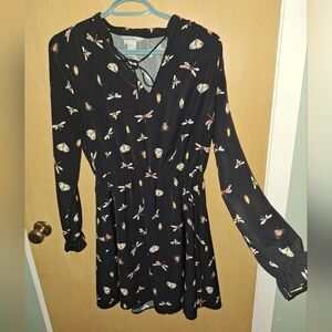H&M Women's Insect Printed Long Sleeve Dress Size 4